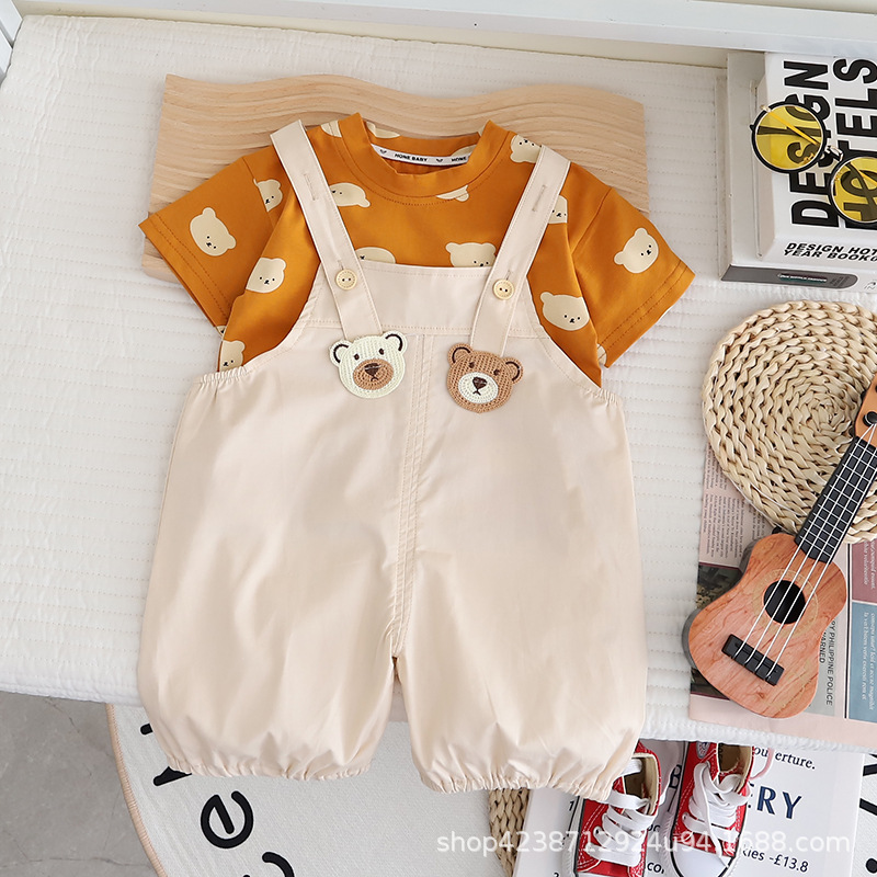Children's summer overalls for boys set 2023 New style Children's cool and fashionable summer clothing, trendy clothes for babies Specification drawing