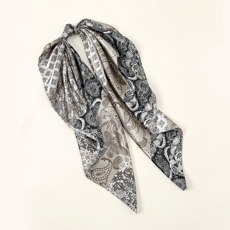 Cross-border headscarf for sun protection, Iranian headscarf for women, classic European and American color contrast cashew print pattern square scarf, versatile shawl details Picture