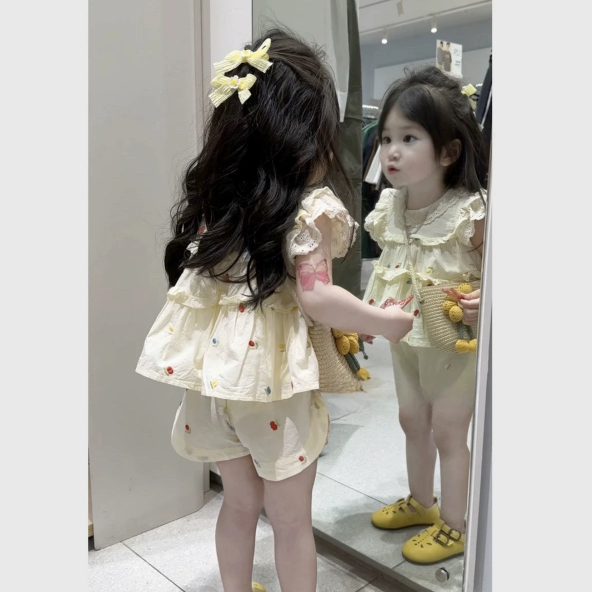 Summer Season 024 New Children's stylish two-piece set, split shorts for baby girls details Picture