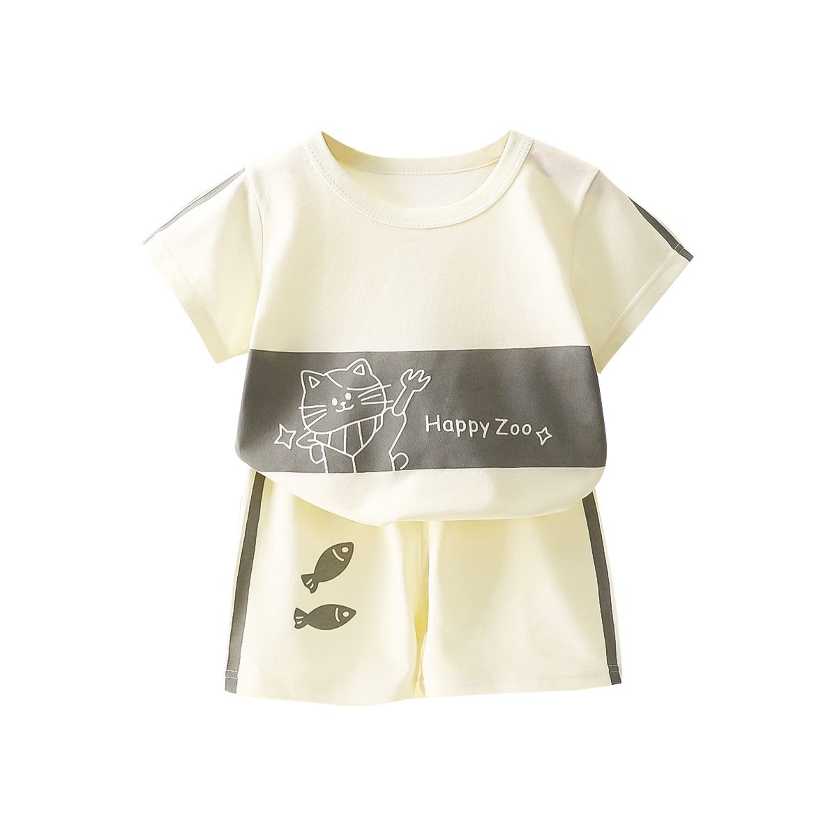 2025 New children's short-sleeved set, striped T-shirts for girls and boys, summer baby clothes, Korean-style children's clothing Item Picture