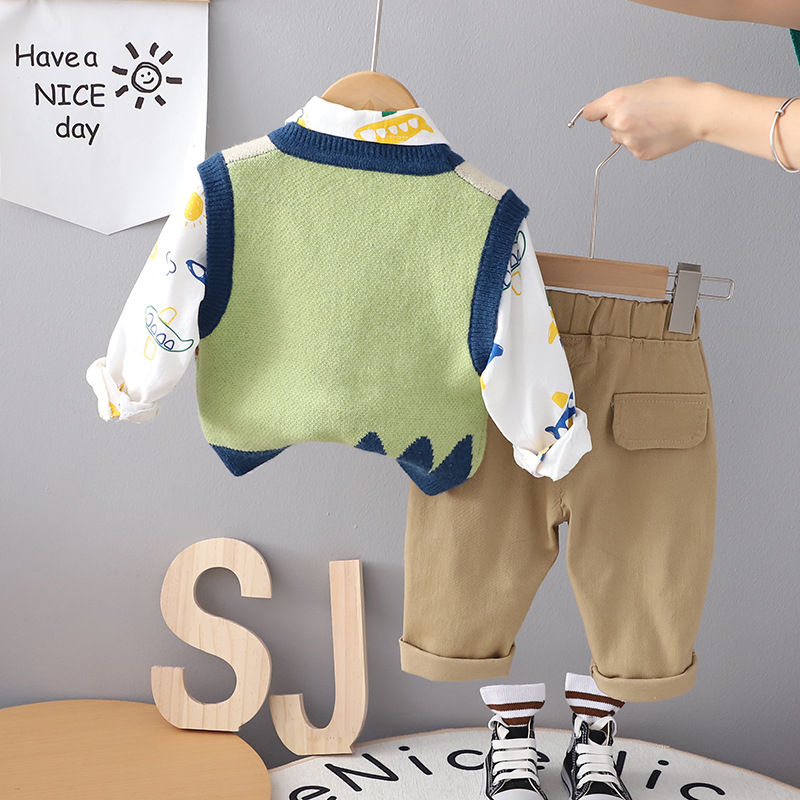 Baby clothes for spring and autumn outings, sweaters, cute and super adorable little boy sets, two-piece one-year-old boy autumn outfits Specification drawing