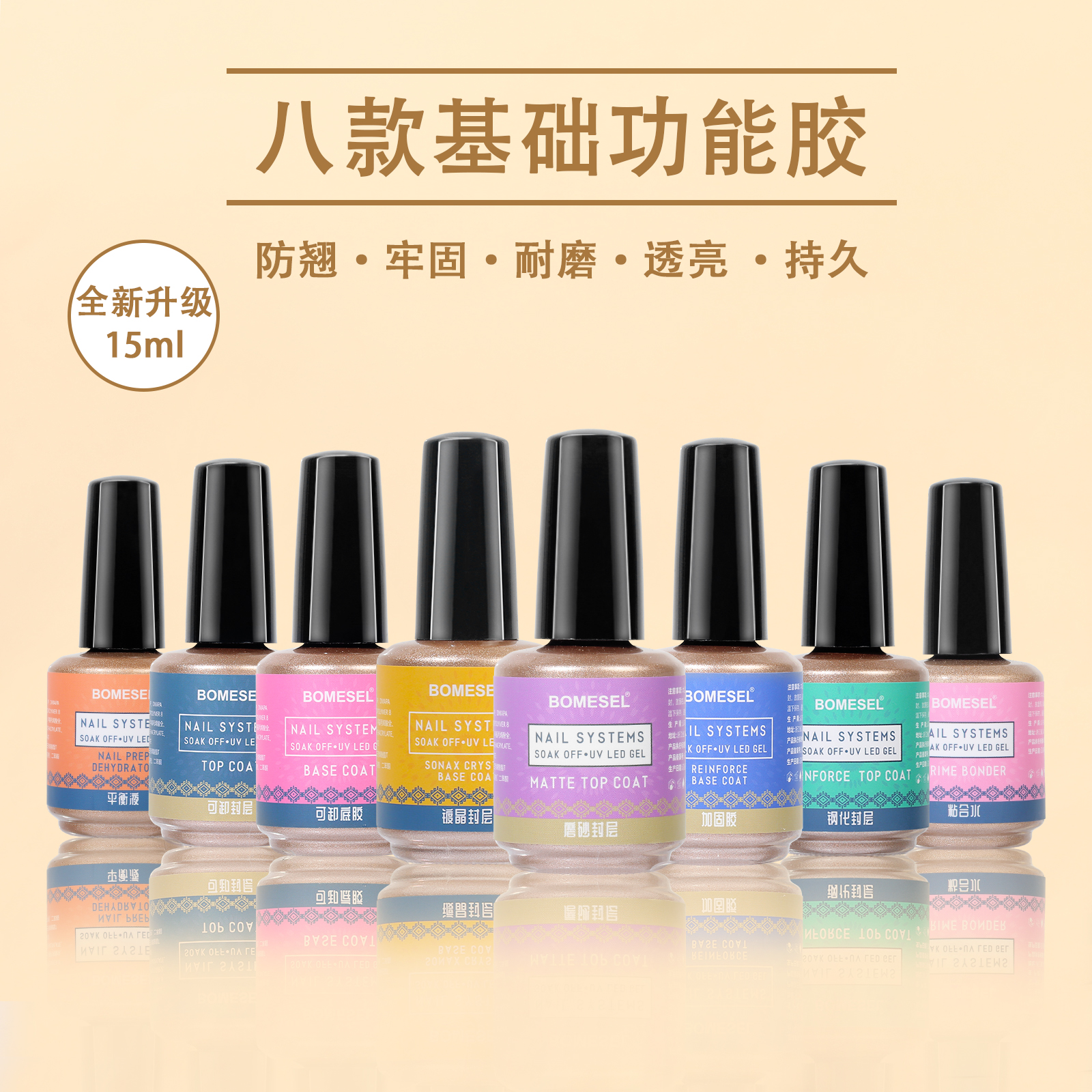 封层亮油持久底胶甲油胶功能胶基础胶磨砂封层