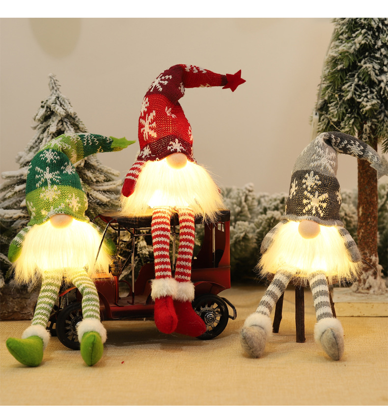 跨境新品圣诞节场景装扮道具发光带灯坐姿针织森林人公仔摆件批发详情图10