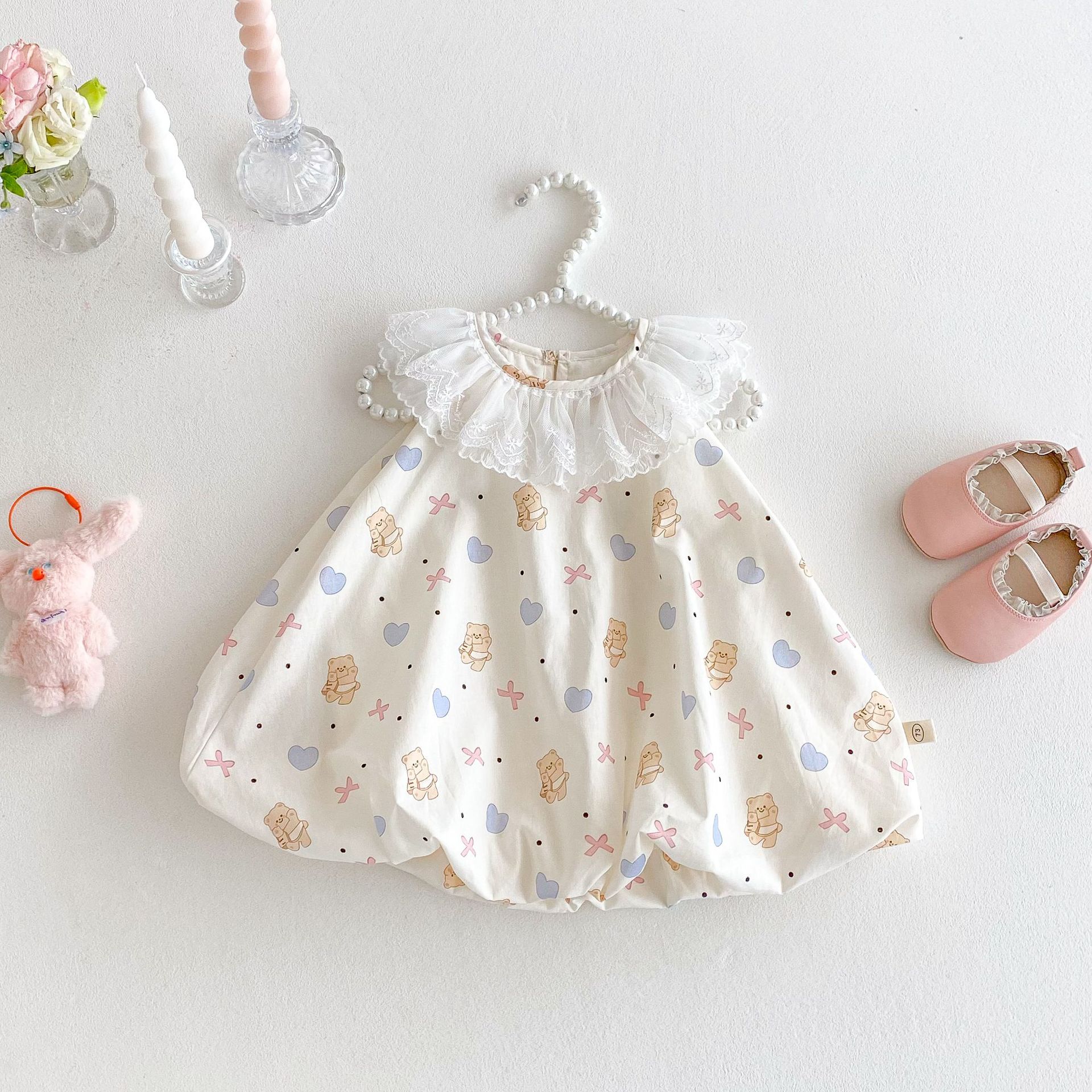 Lace collar sleeveless dress 2025 Huzhou Children's Clothing New style Summer baby cartoon cute lace collar sleeveless dress trend full figure