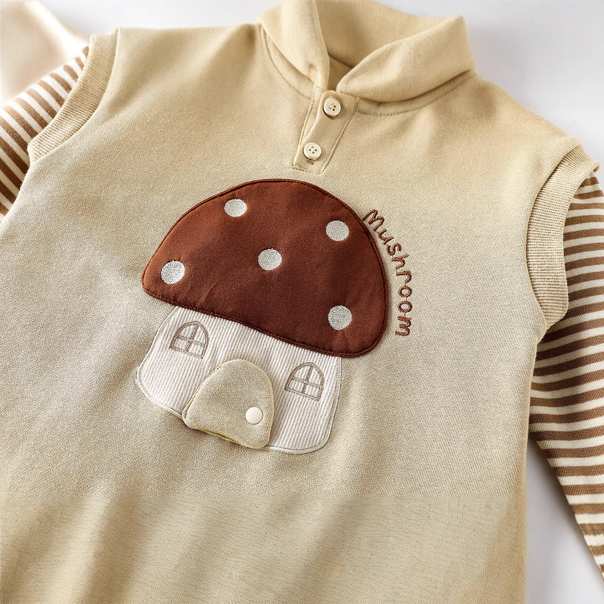 Baby patch one-piece suit 2025 new autumn newborn clothes for boys, cool fake two-piece striped crawling suit Specification drawing
