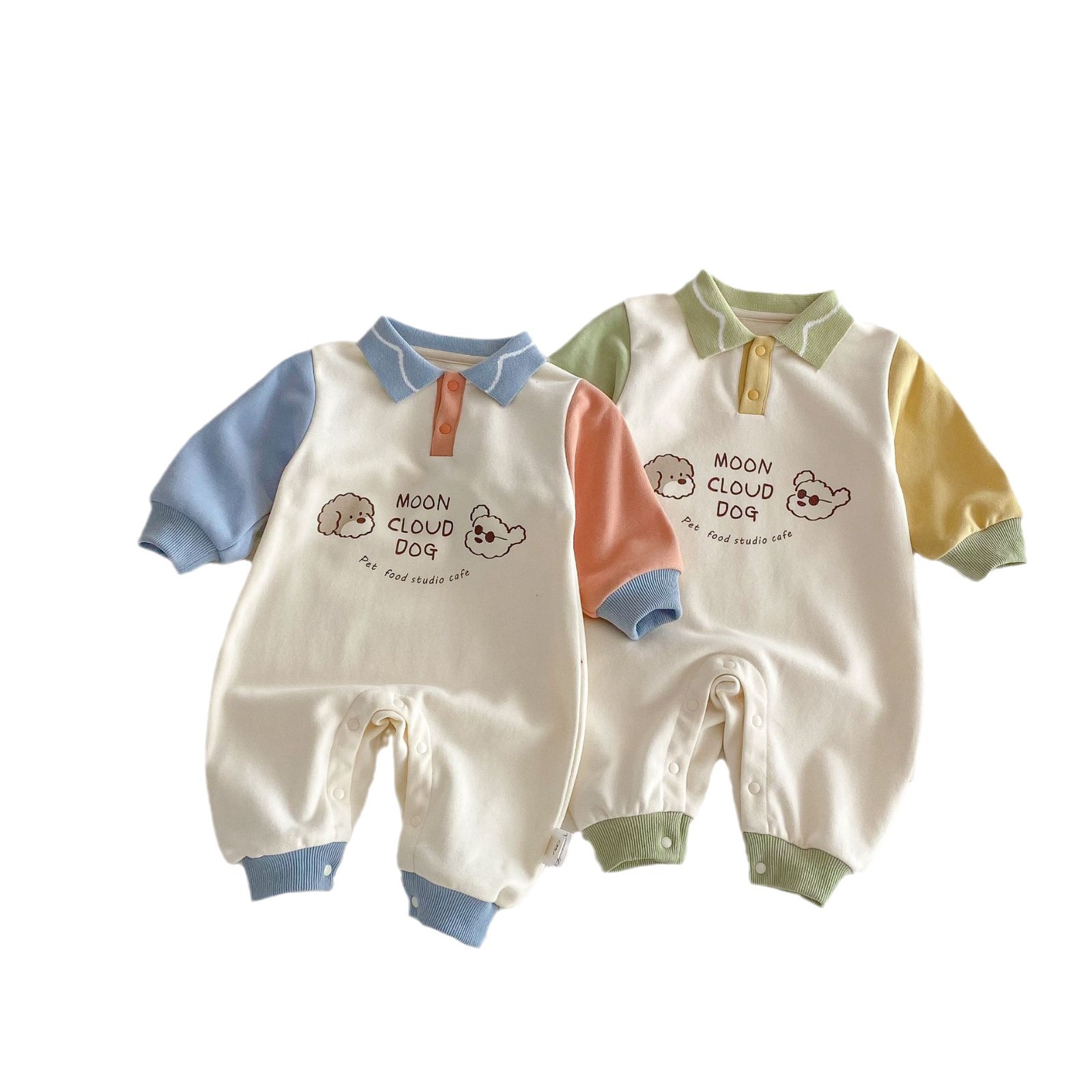 Baby fashion jumpsuit 2025 New Spring baby letter cartoon color-blocking Hayi Newborn Korean-style clothes Item Picture
