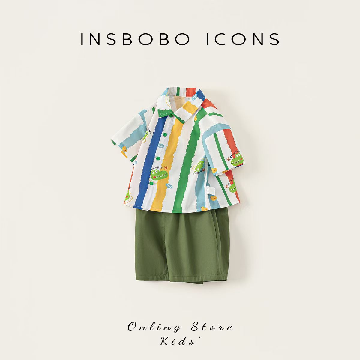 Boys' Set 2025 New Summer Children's Casual Shirt and Shorts Two-piece set, Baby pure cotton set, children's set Specification drawing