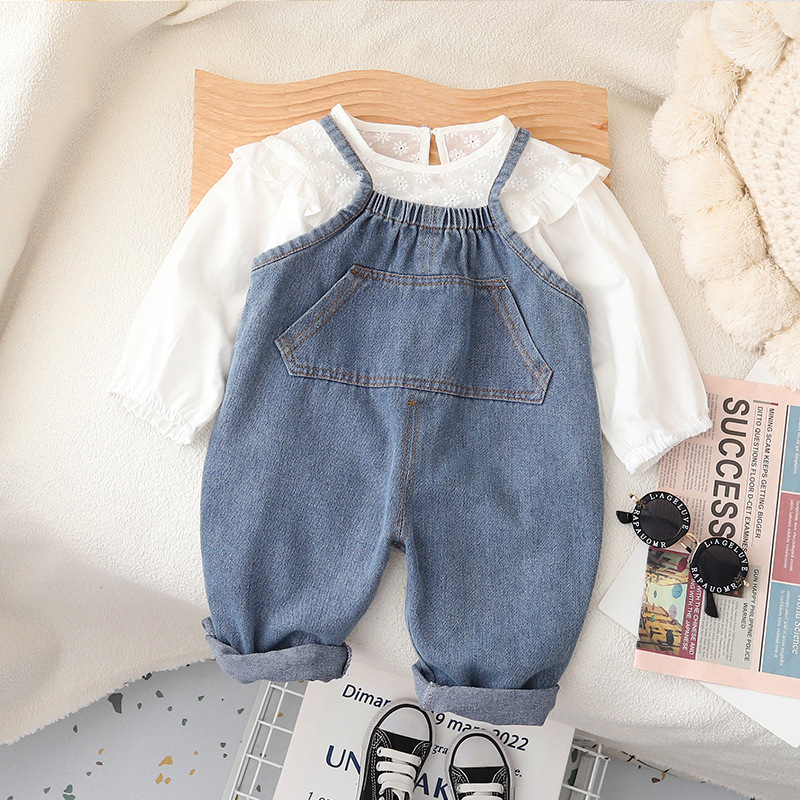 Spring and Autumn children's overalls 2023 new men's and women's baby Korean version autumn soft denim overalls, a popular style Application Scenario
