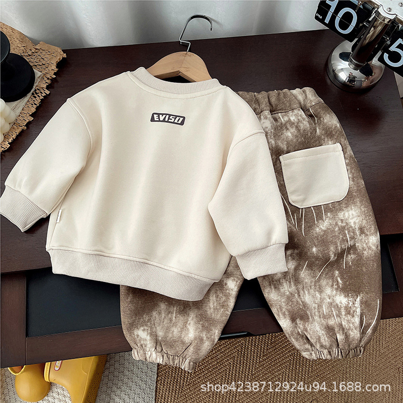 Boys' Autumn Set 2025 New Style Cool Little Kids hoodie Children loose baby autumn clothes Fashion trend Specification drawing