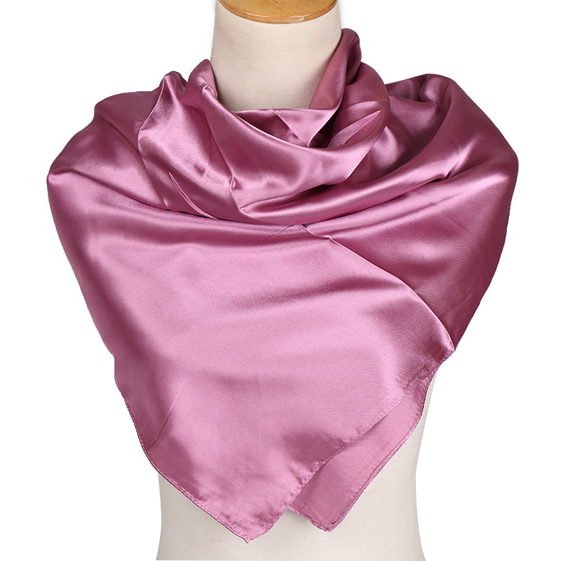 New satin women's solid-color headscarf wholesale, imitation silk single-color 90-color Ding professional flight attendant square scarf YW102 Item Picture