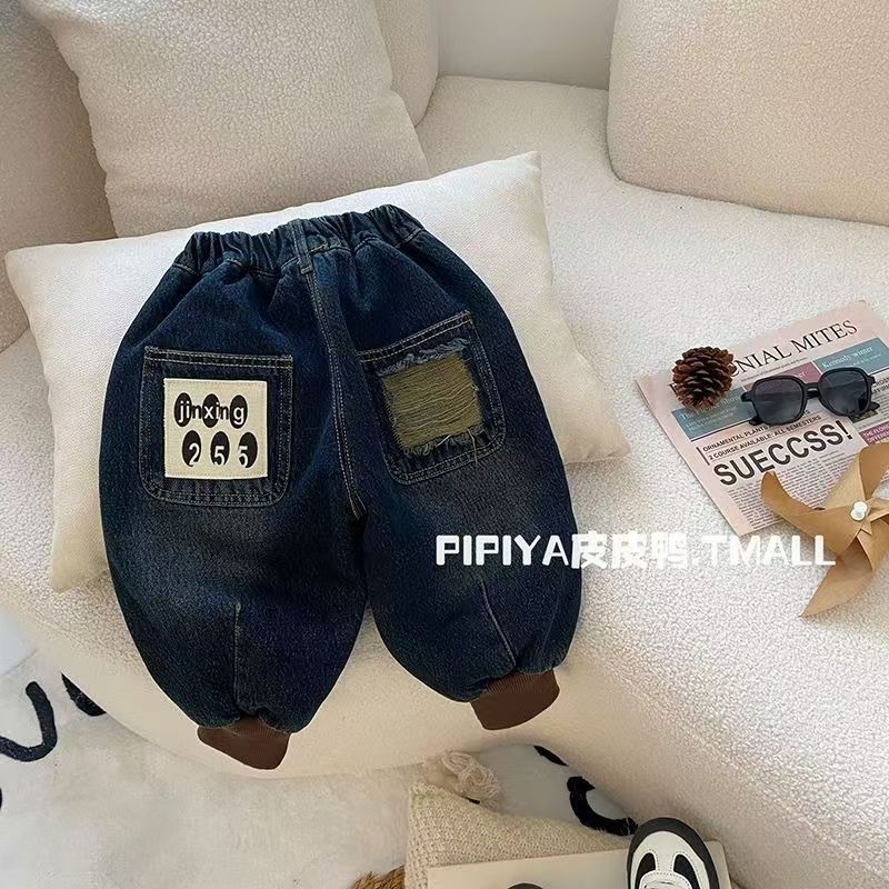 Boys' winter jeans Surprise 255 Tree Rubber fleece Jeans Korean version Autumn and Winter fleece children's Warm Pants details Picture