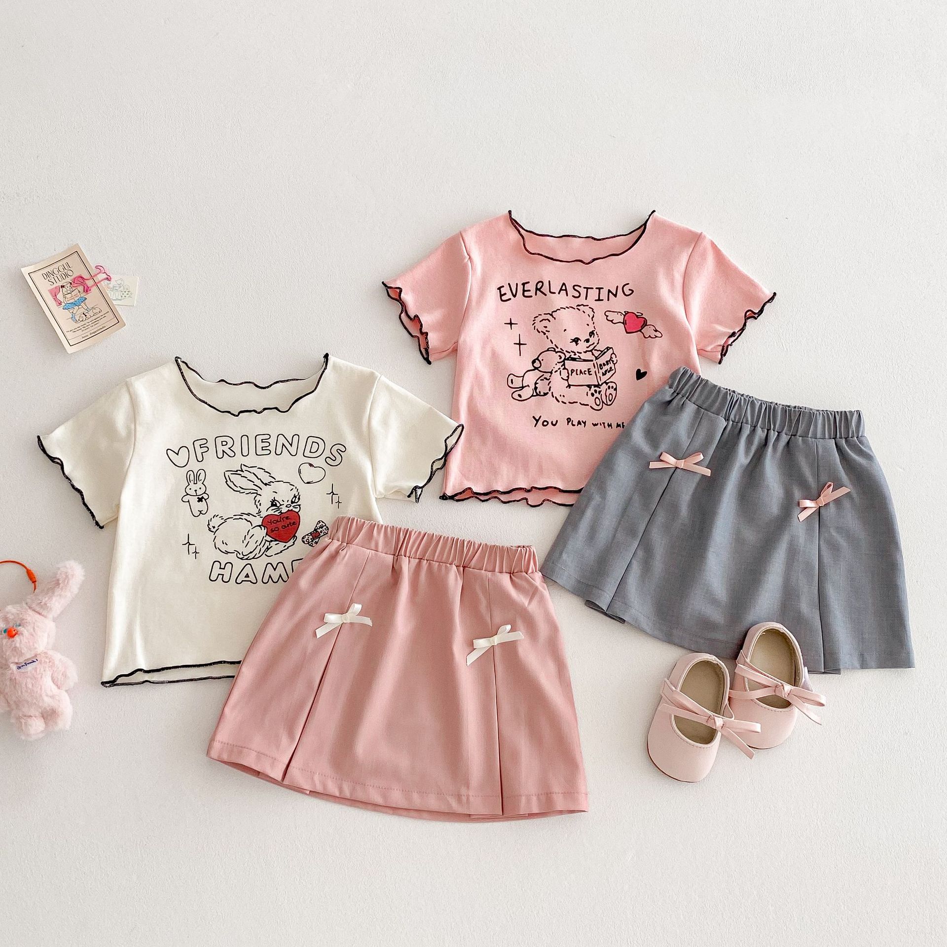 Girls' bow skirt 2025 New Summer style: Korean-style solid color half skirt for 0-5-year-old girls, children's summer wear full figure