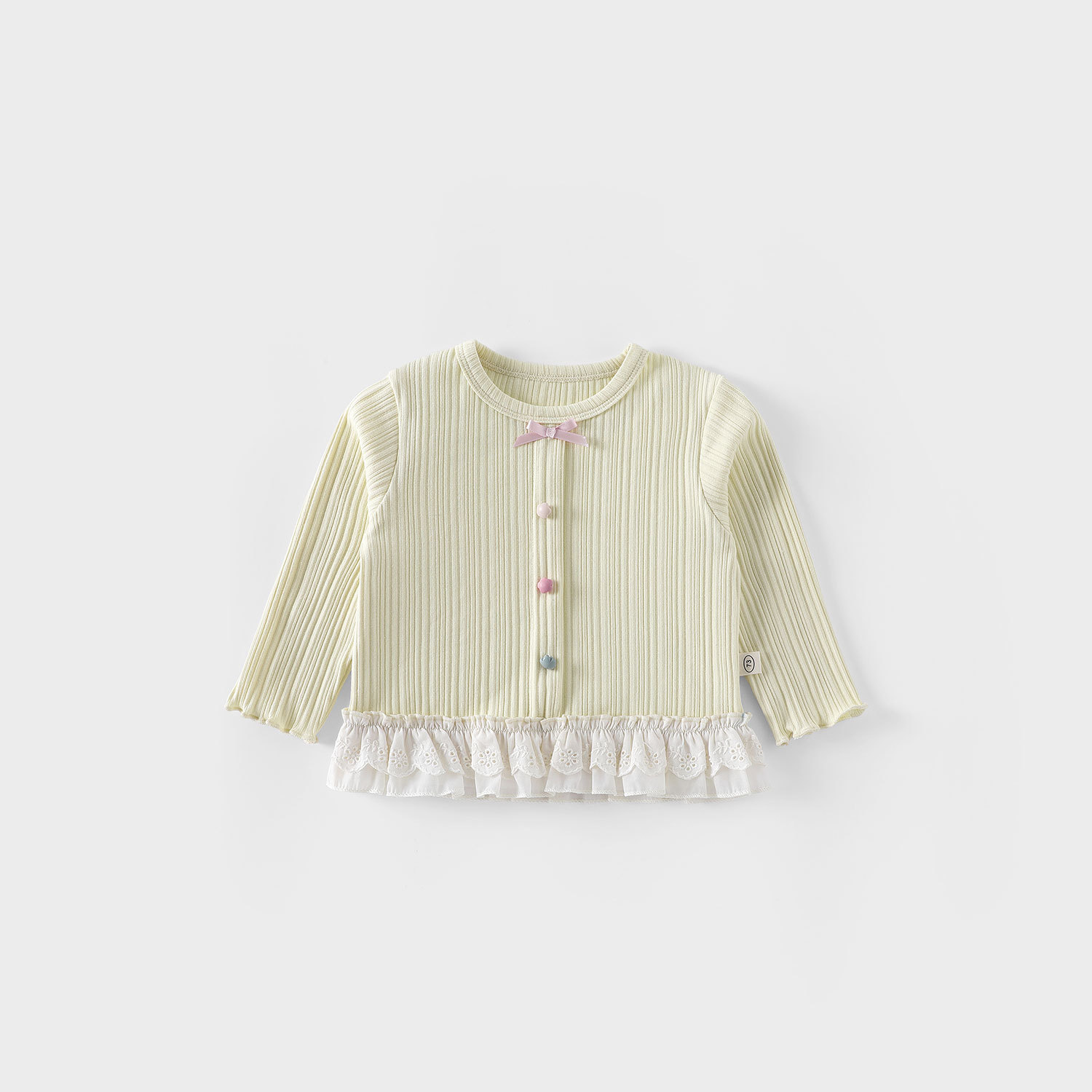 Korean Girls' top 2025 New autumn Children's collection, sweet butterfly-patterned ribbed coat for baby girls details Picture