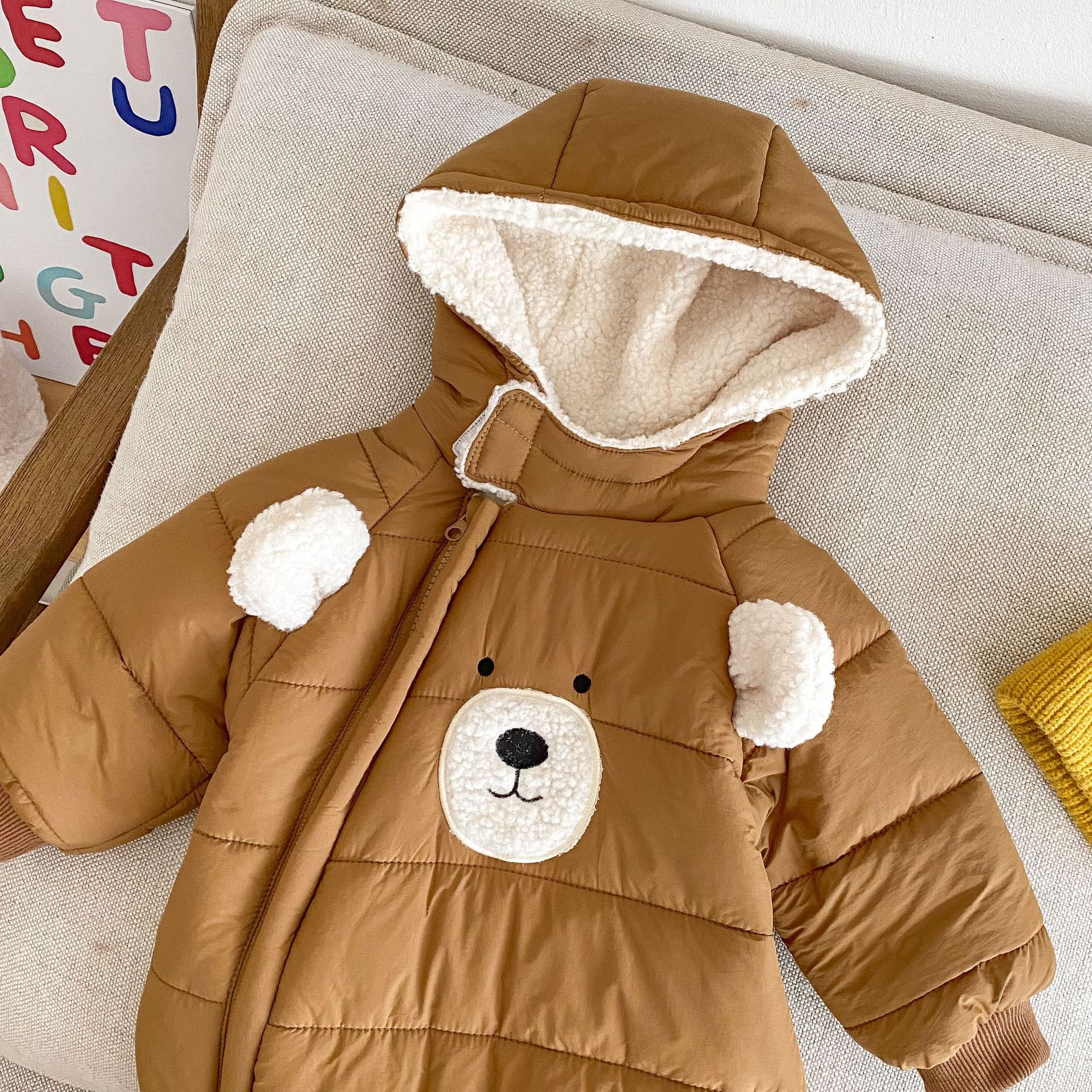 Baby fleece jumpsuit, super cute hooded climbing suit for winter boys and girls aged 0-2, thick winter clothes for babies AL727 Specification drawing