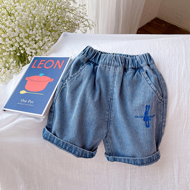 Korean summer T-shirt 2024 New Style Cool and stylish Boys' round-neck fashionable pullovers Children's short-sleeved summer wear set Specification drawing
