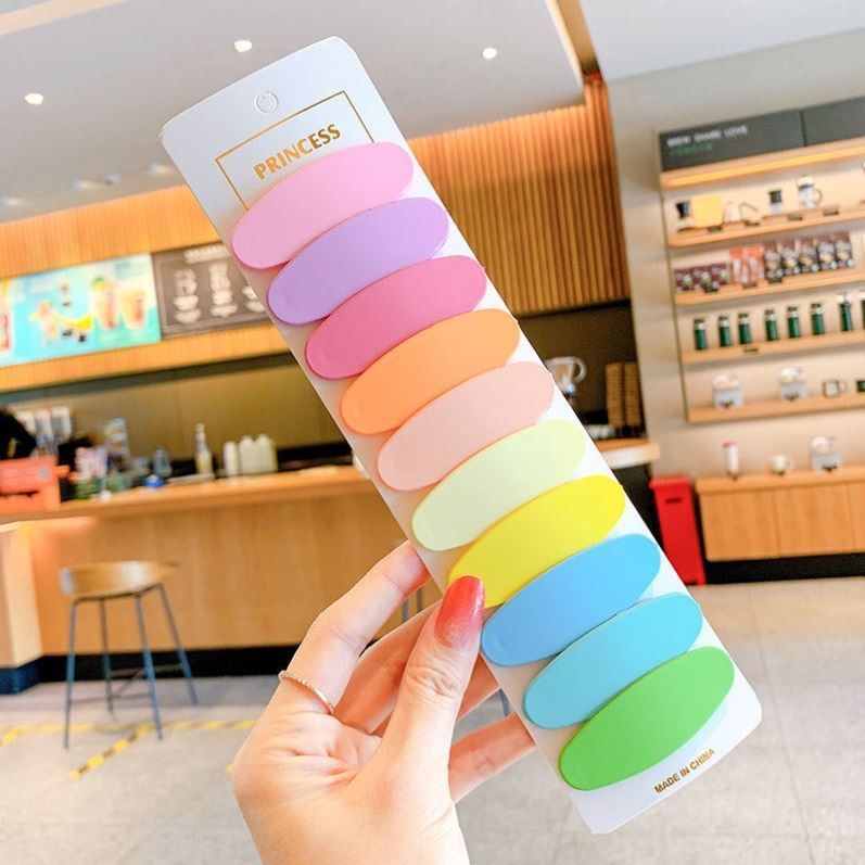 韩国彩色发夹后脑勺磨砂一字发夹少女刘海碎发夹侧边夹发卡子饰品儿童发夹滴油发夹细节图