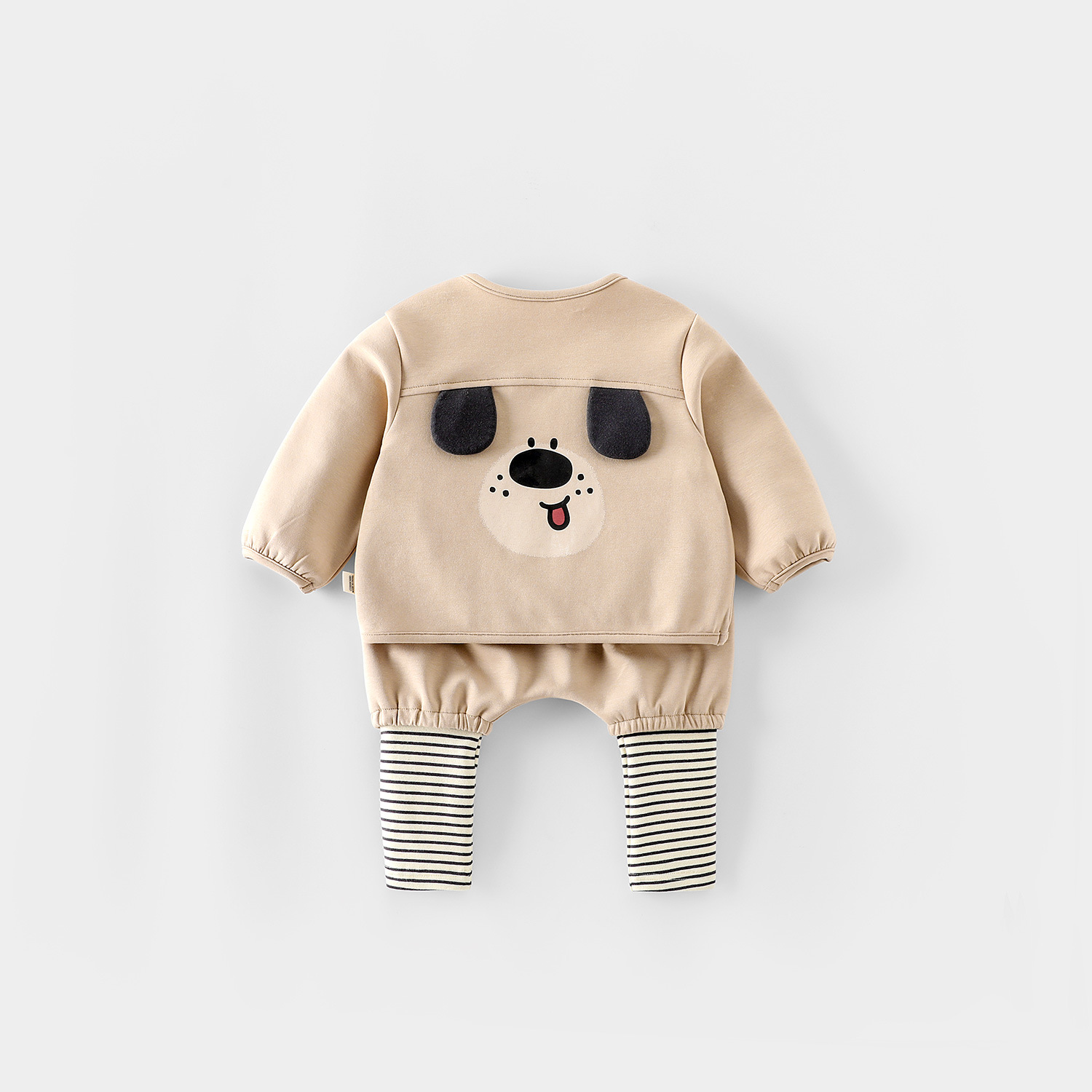 Children's cartoon Set 2025 New Autumn Boys' Fashion cardigan jacket, baby striped PP pants two-piece set, trendy Specification drawing