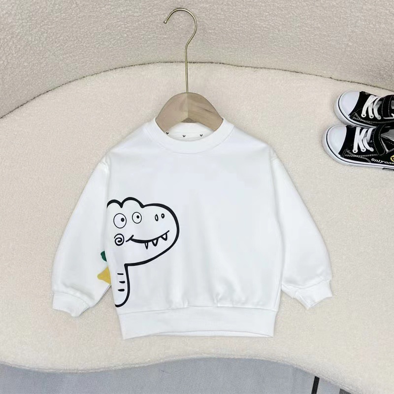 Boys' hoodies spring and autumn collection 2023 New Children's autumn collection round-neck top Dinosaur Boy Autumn streetwear trend details Picture
