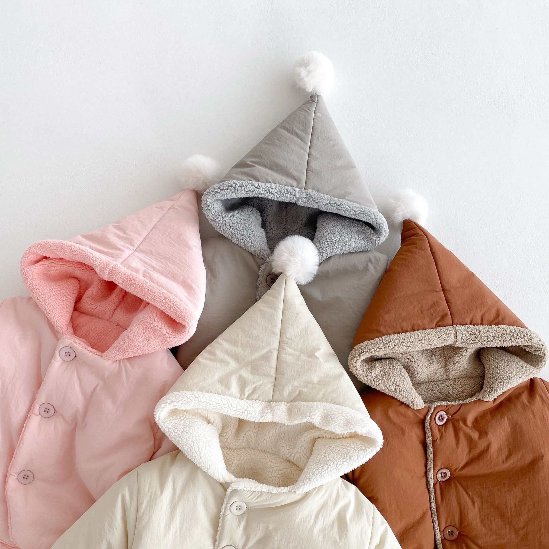 Children's solid-color cotton-padded jacket for 0-5 years old, winter girls' stylish cotton-padded thick coat, boys' winter coat AY646 Specification drawing
