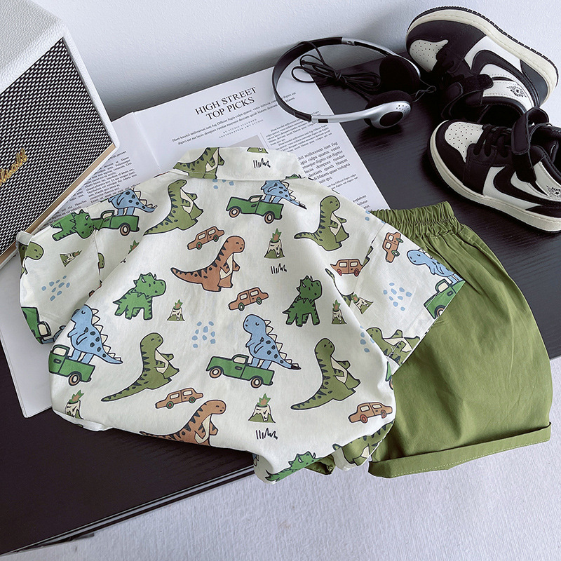 Boys' Summer Set 2025 New Children's short-sleeved summer style cool and stylish summer shirt set for boys Application Scenario