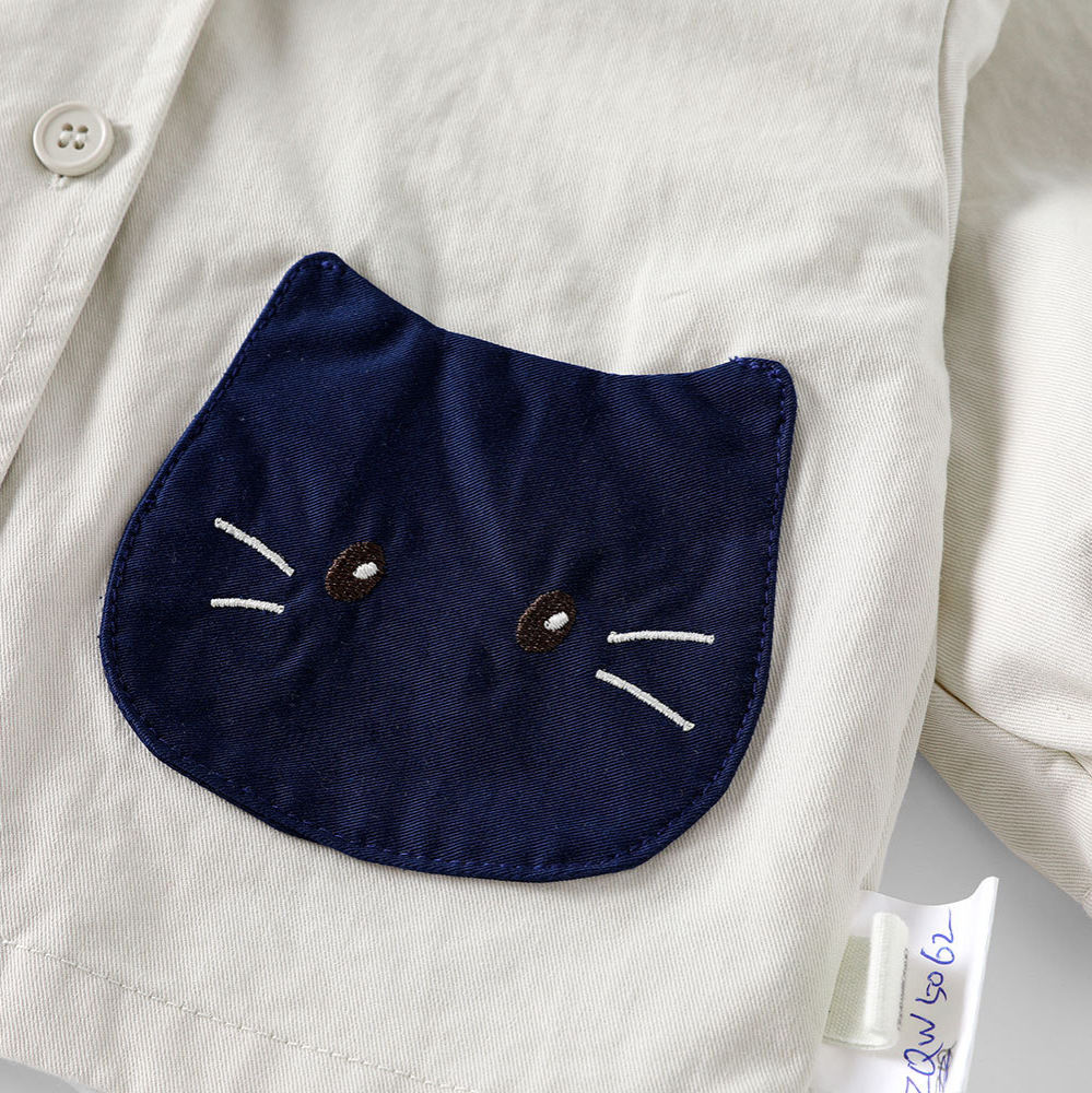 Girls' cat Coat 2025 New Autumn Baby Navy style contrasting color top Stylish Korean-style patchwork casual pants Application Scenario