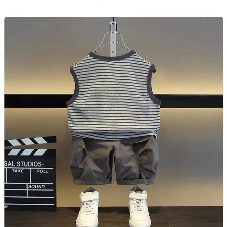 Boys' summer Set 2025 New style Children's casual vest, cool and stylish. Summer sleeveless two-piece set, trendy Specification drawing