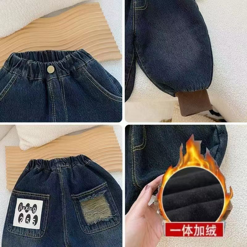 Boys' winter jeans Surprise 255 Tree Rubber fleece Jeans Korean version Autumn and Winter fleece children's Warm Pants Specification drawing