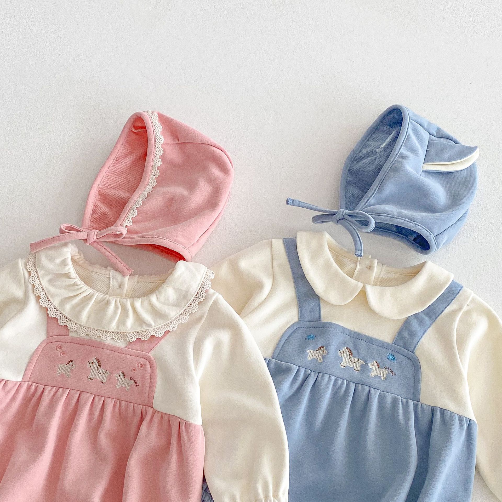 Baby Princess Ha Yi 2025 New Spring Baby Korean-style fake two-piece crawling suit Super cute newborn spring clothes details Picture
