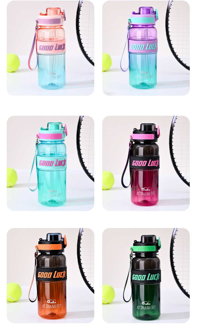 B70-9198 New Summer colorful dual-color cup, large-capacity drinking cup, dual-drinking student water cup detail image 11