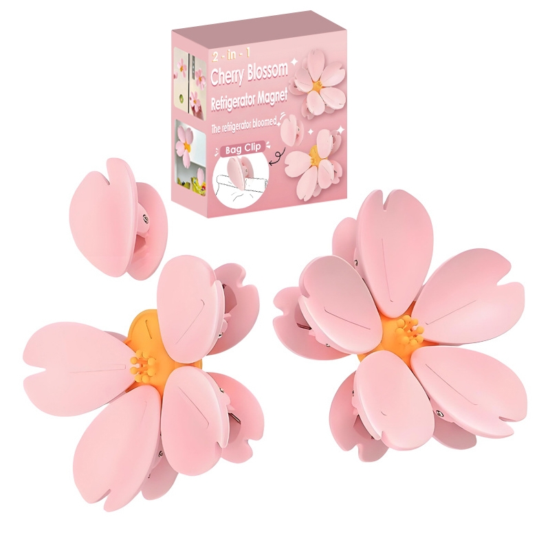 樱花磁吸封口夹冰箱贴食品袋夹子零食密封夹个性花朵瓣创意家居夹