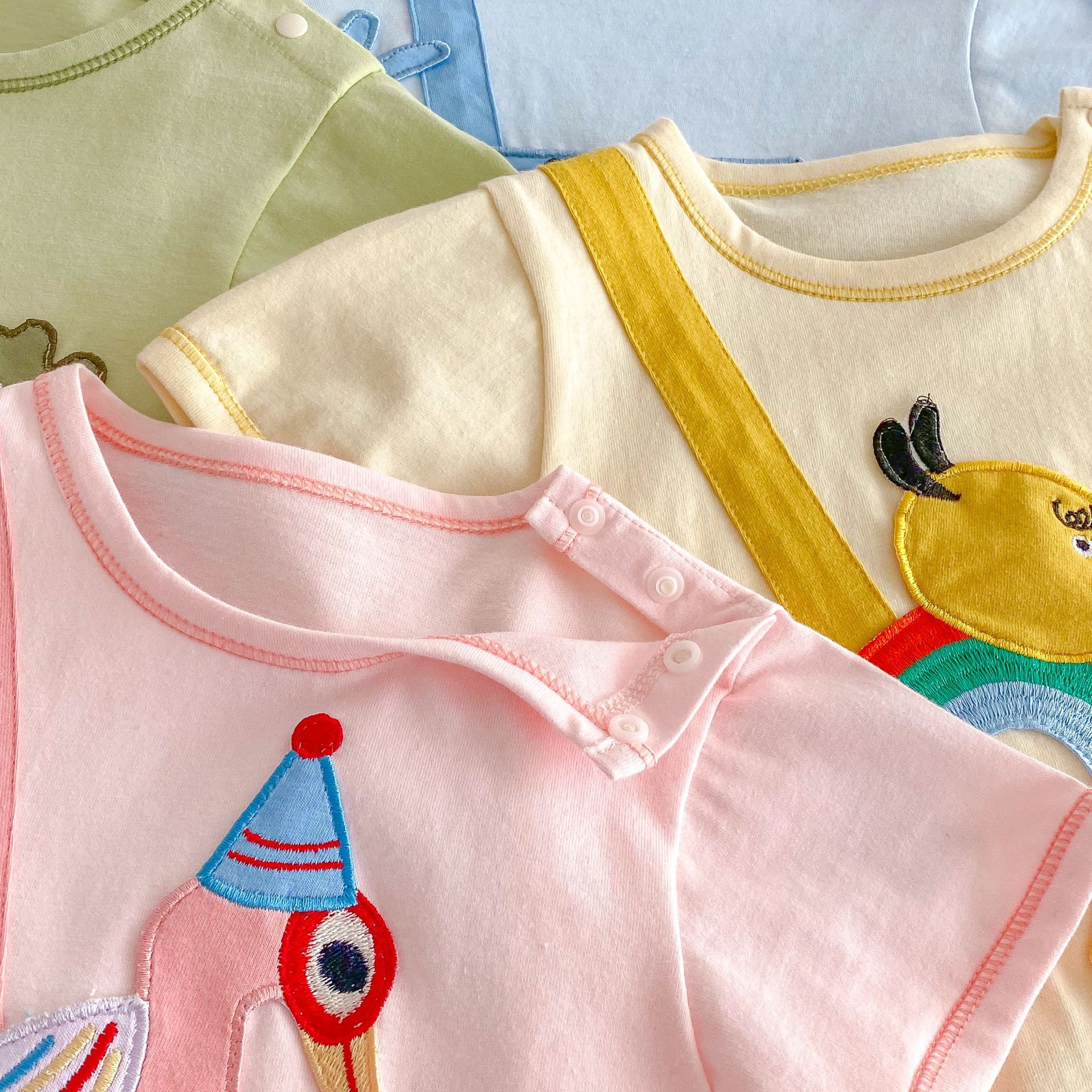 Baby cartoon one-piece suit 2025 new style summer 0-2 years old baby trendy patchwork clothes for newborns Specification drawing
