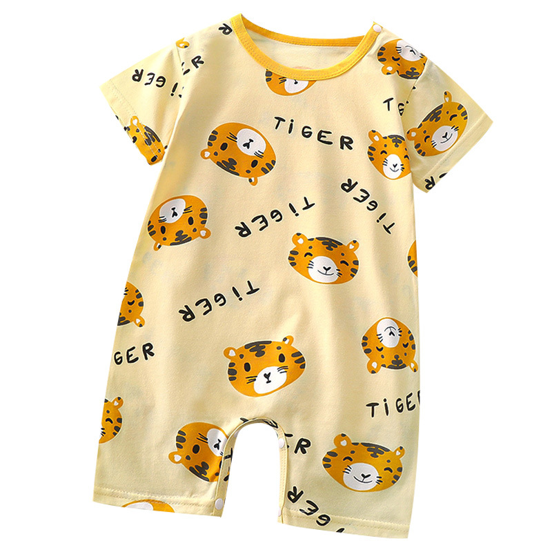 2025 Pure cotton summer new Style Korean version for baby boys, thin short-sleeved girls, children's one-piece dress Ha Yi Item Picture