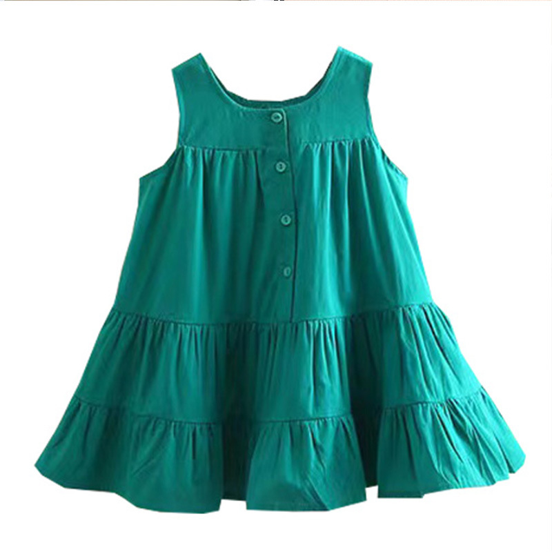 The new summer dress of the internet-famous girl in 2023 is a pure cotton solid color loose sleeveless dress with a Korean beach style and a stylish big swing Item Picture