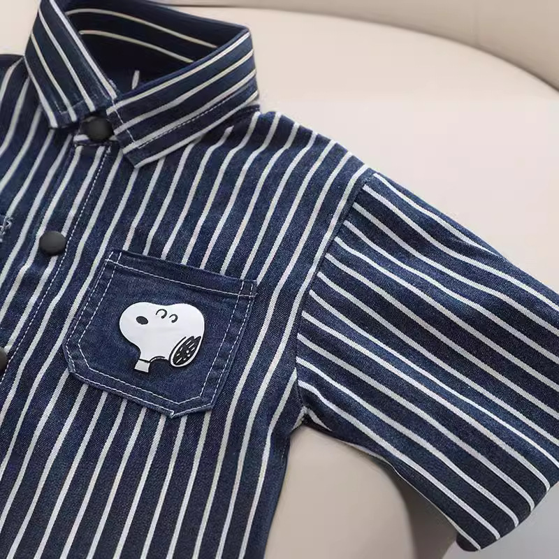 Boys' shirts 2023, spring and autumn baby clothes, striped coats, stylish denim tops, and trendy shirts for children Application Scenario