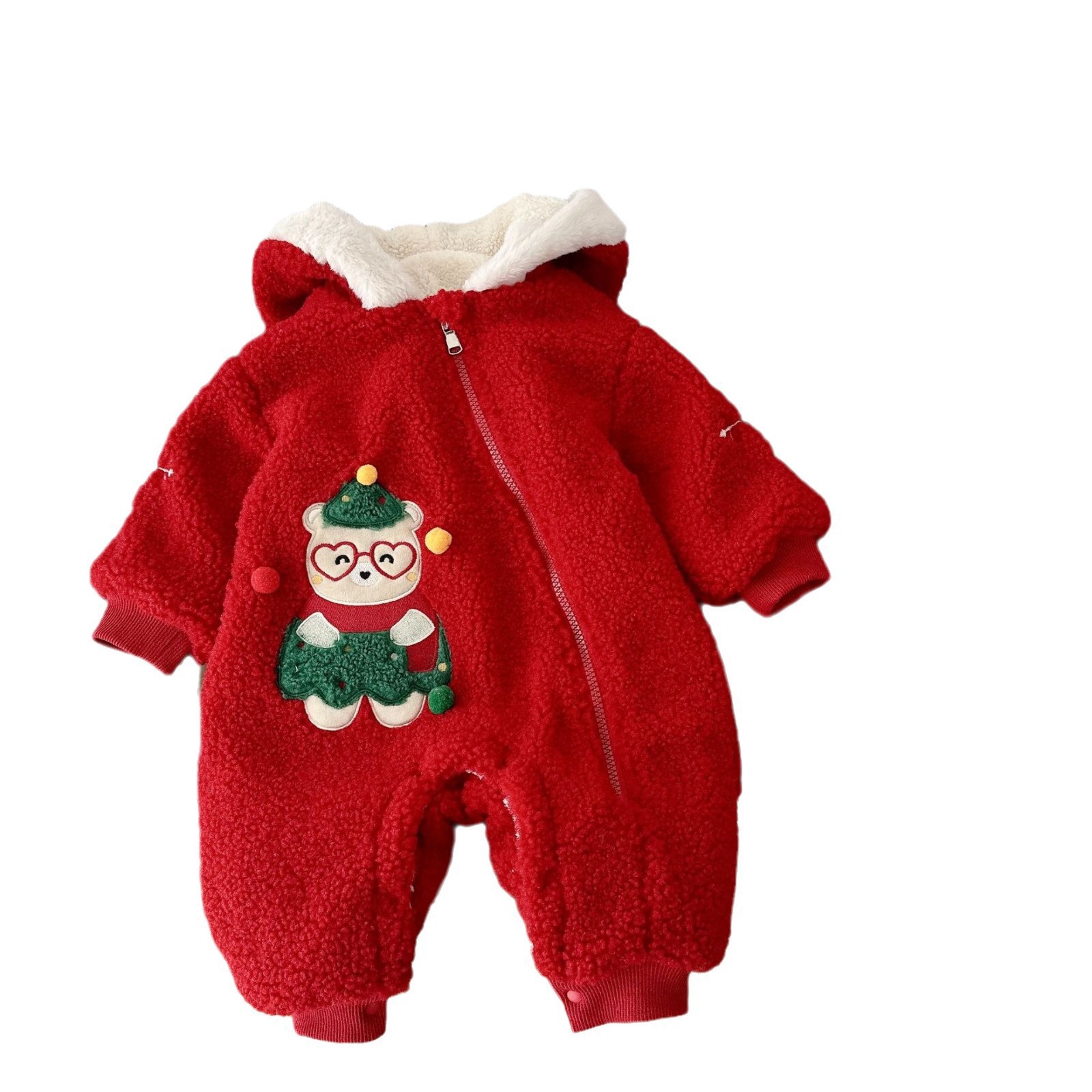 Baby's stylish little bear crawling suit for winter babies aged 0-2, thickened MAO MAO Ha Yi baby one-piece suit for Christmas AL748 Item Picture