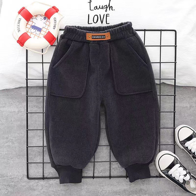 Children's clothing, boys' fleece pants, autumn and winter, 1-3 years old children's corduroy pants, one-piece fleece baby pants, little children's and girls' pants Item Picture