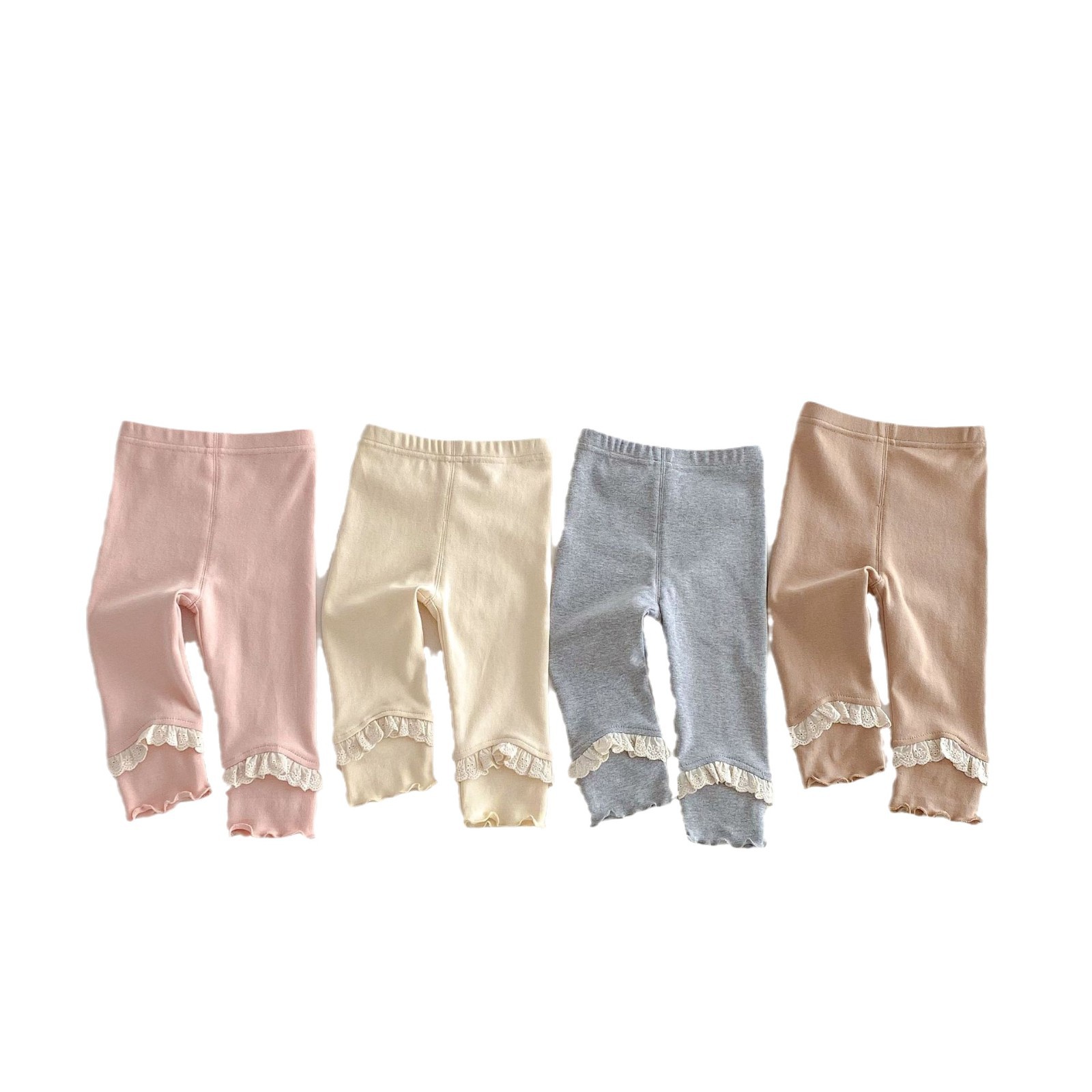 Simple leggings for girls, 0-5 years old, 2025 new spring baby ribbed pants, children's stylish Korean-style spring wear Item Picture