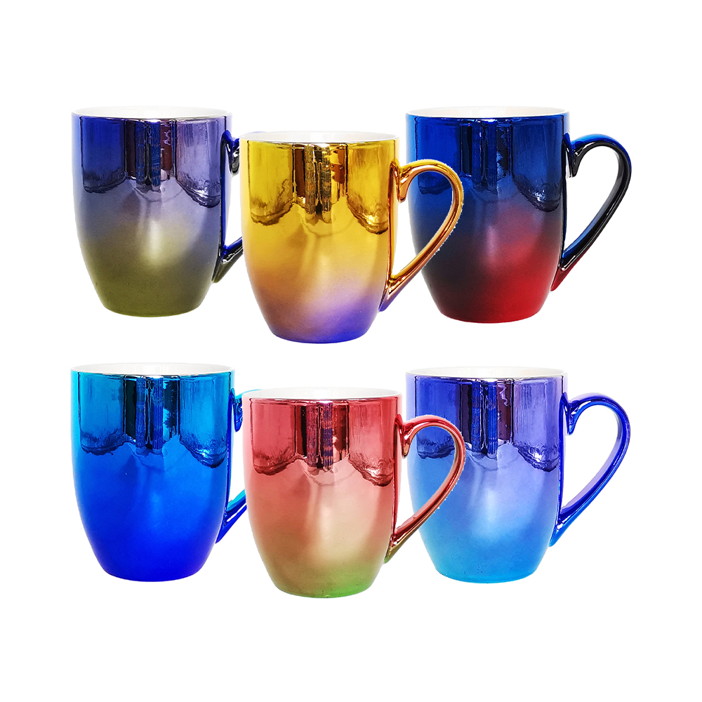 Electroplated multi-color ceramic mugs, daily-use ceramics, souvenir mugs, ceramic cups, enamel mugs
