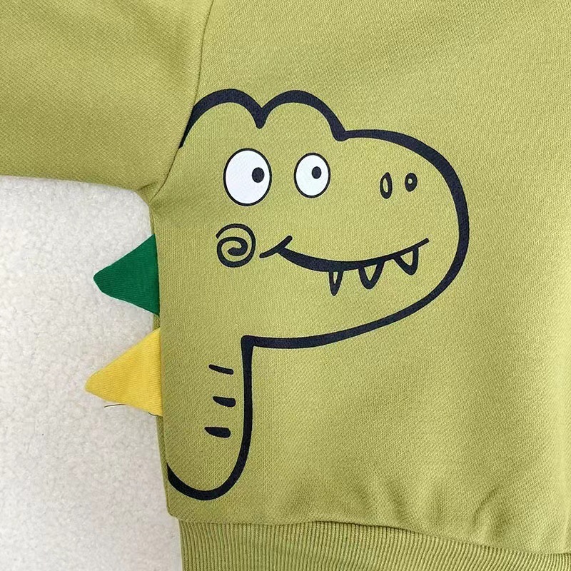 Boys' hoodies spring and autumn collection 2023 New Children's autumn collection round-neck top Dinosaur Boy Autumn streetwear trend Application Scenario