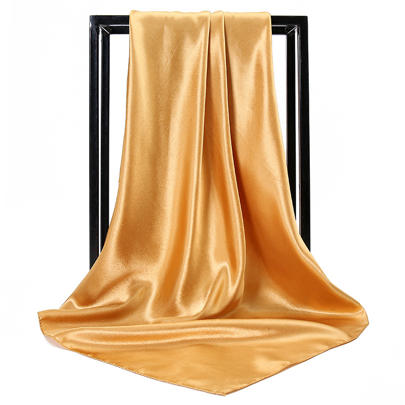 New satin women's solid-color headscarf wholesale, imitation silk single-color 90-color Ding professional flight attendant square scarf YW102 details Picture