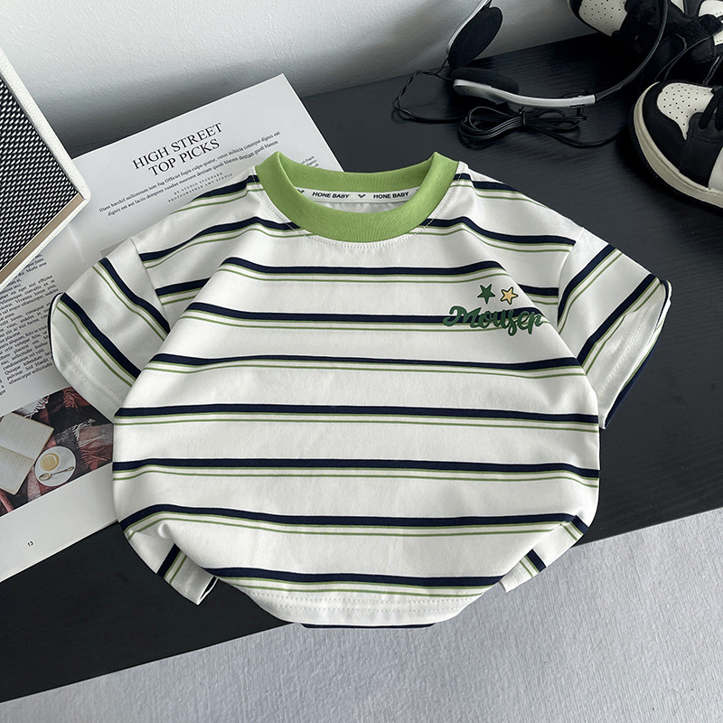 Boys' Summer Set 2025 New Style Cool and sporty little kids thin short-sleeved and long pants boys' summer trend details Picture
