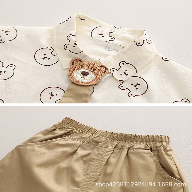 New summer children's short-sleeved suit for boys, two-piece summer shirt set for kids, stylish and trendy, 1-4 years old, 3 Specification drawing
