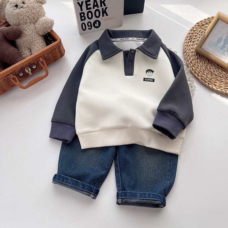 Boys' spring POLO shirt, Little Boy 2024 New style, stylish children's spring and autumn collection, cool and trendy kids full figure