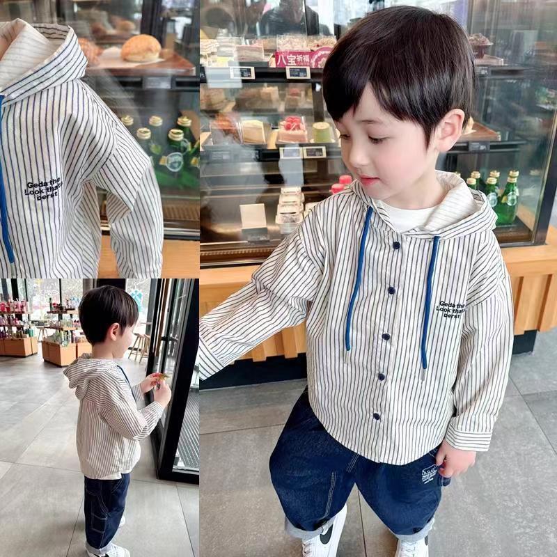 The new children's Geda hooded shirt is stylish, versatile, and casual. It's a Korean-style long-sleeved hooded windbreaker jacket details Picture