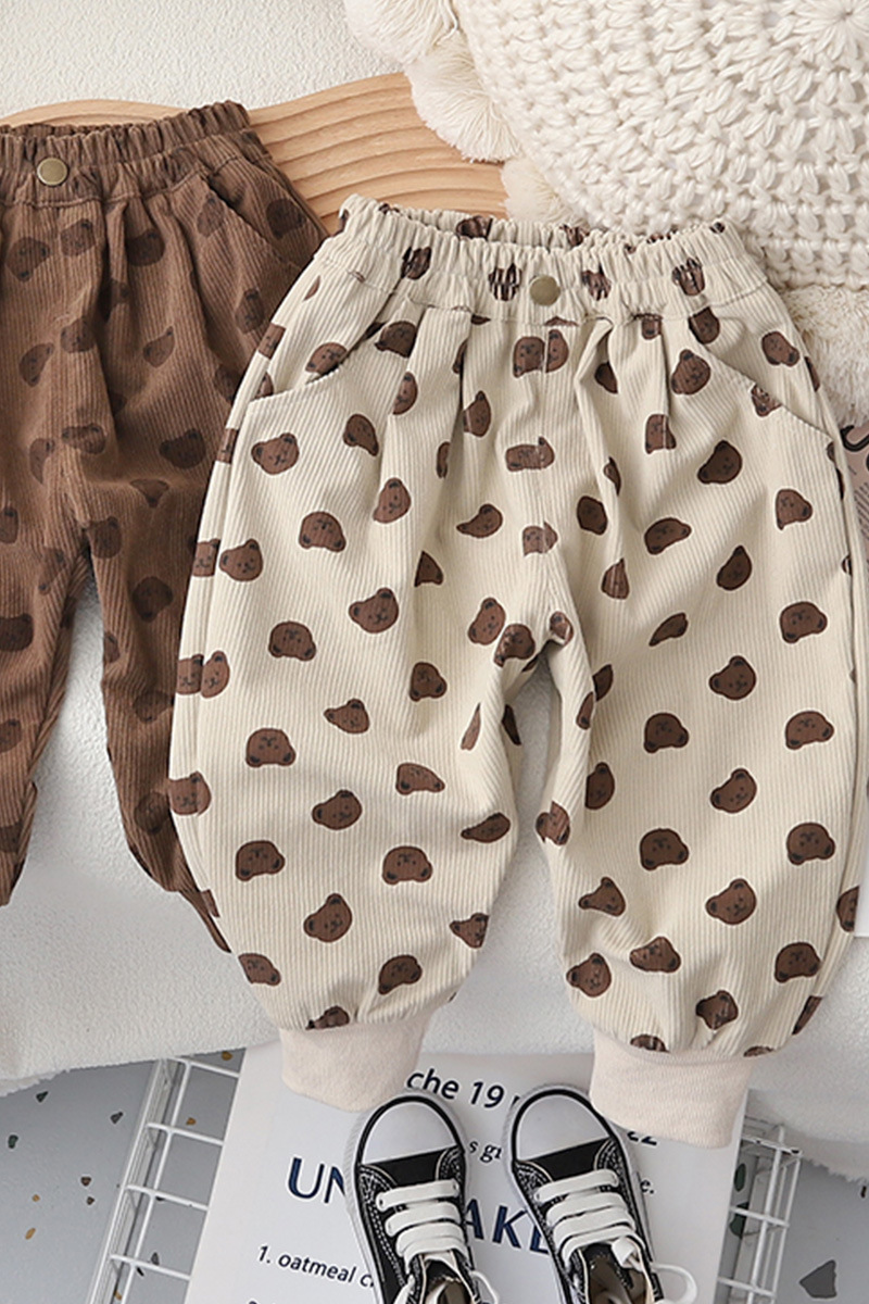 Korean-style children's corduroy bean pants, long pants, spring and autumn single-layer baby pants for boys and girls, loose cotton, casual and stylish Application Scenario