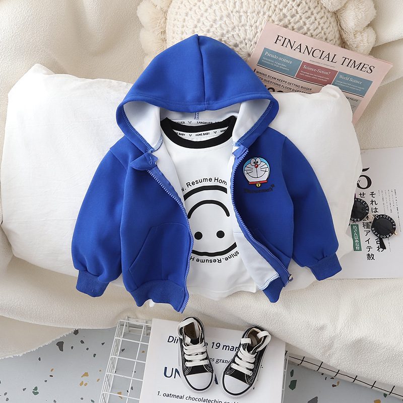 Boys' spring coat, children's hooded jacket, spring wear 2023 new style baby stylish cartoon spring and autumn jacket top details Picture