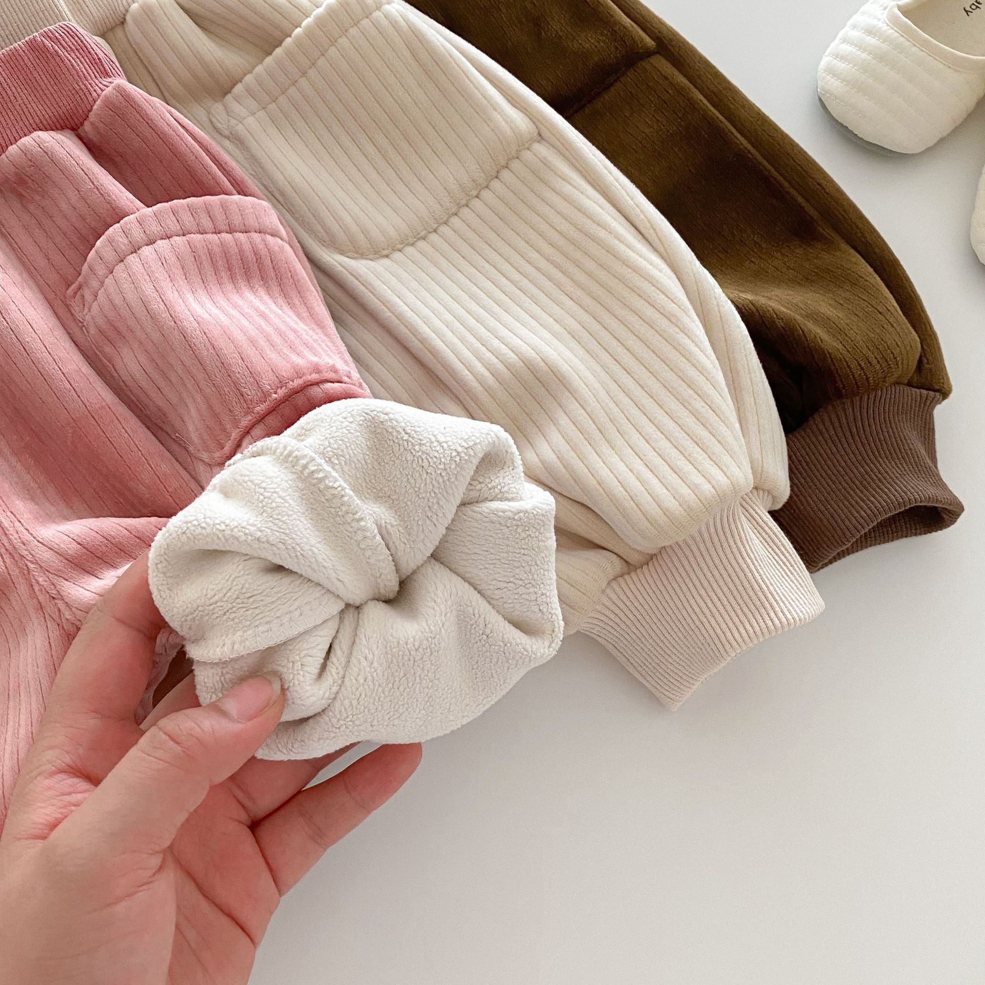 Children's fleece casual pants, 0-5 years old winter girls' fashionable solid color thickened pants, baby warm winter clothing AK414 Application Scenario