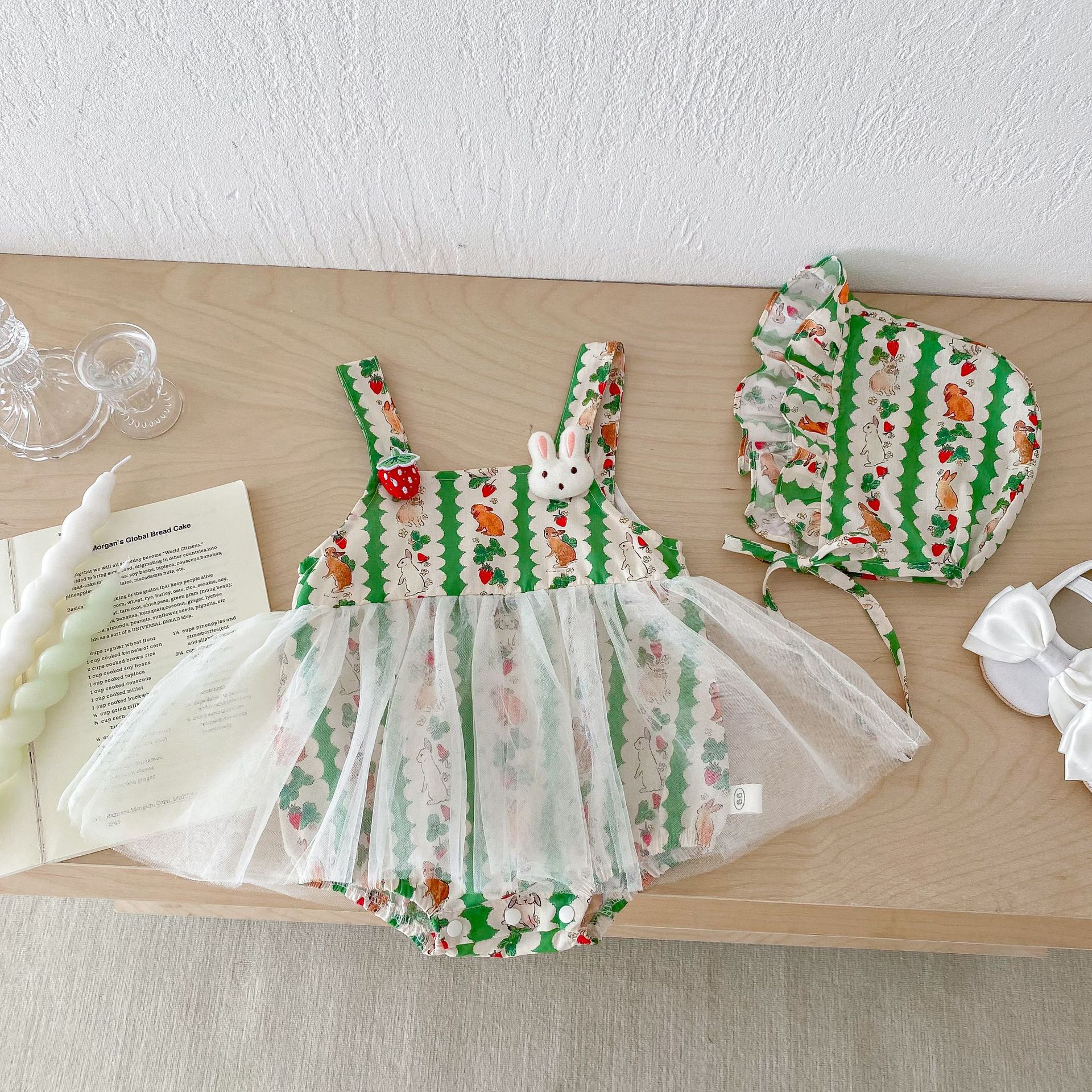 Baby bunny bunny skirt with hat, 0-2 years old summer girl super cute Hayi first birthday dress thin AL645 full figure