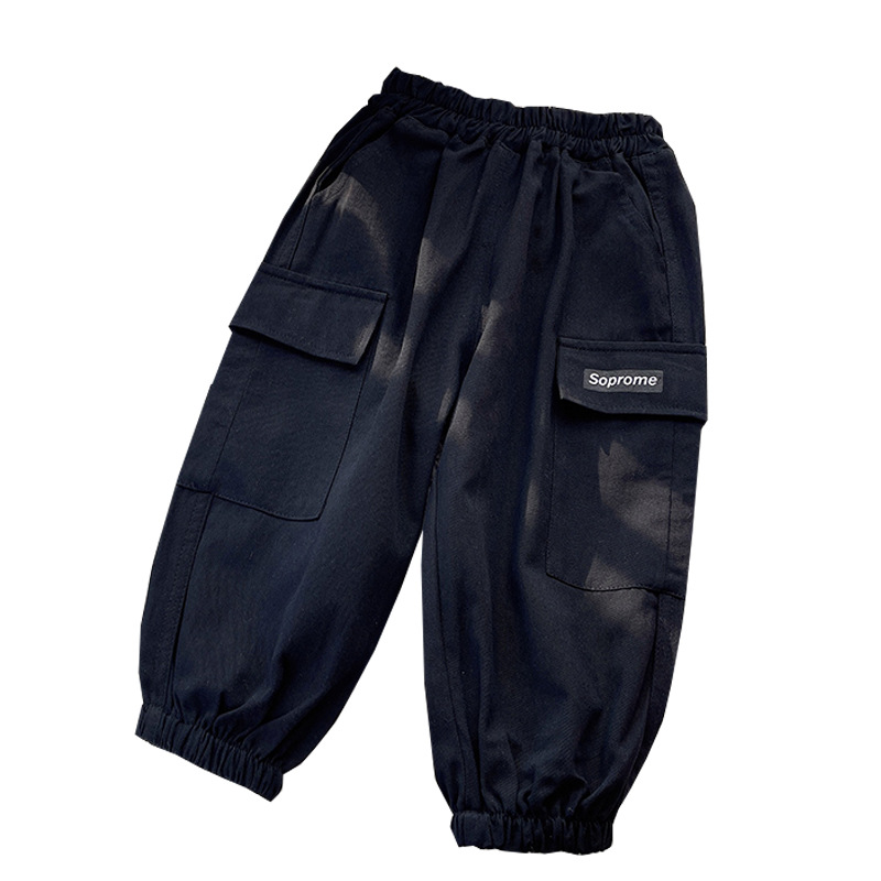 Boys' long pants 2023 Spring and Autumn style Children's black slop work pants Loose casual pants Boys' baby looks stylish Item Picture