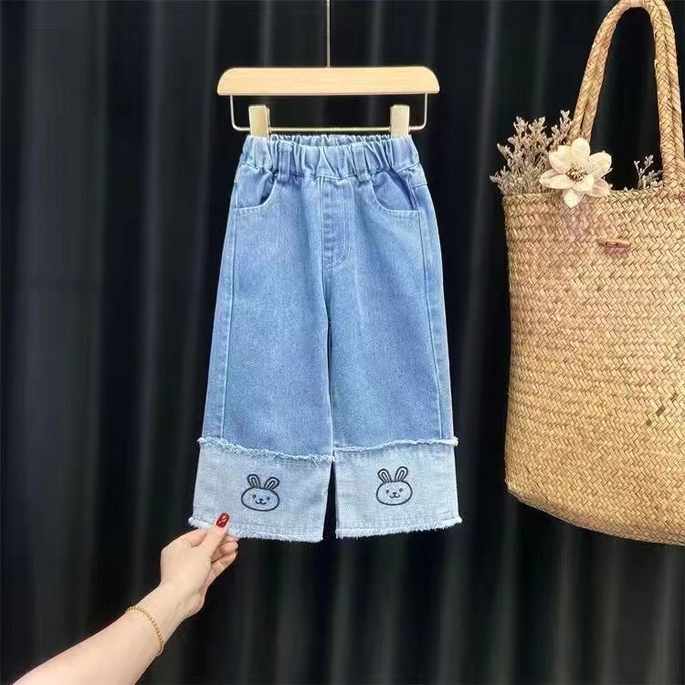 The 2025 Spring New Korean-style Girls' Set, featuring wide-leg pants for kids and a stylish princess-style shirt, is a two-piece set Specification drawing